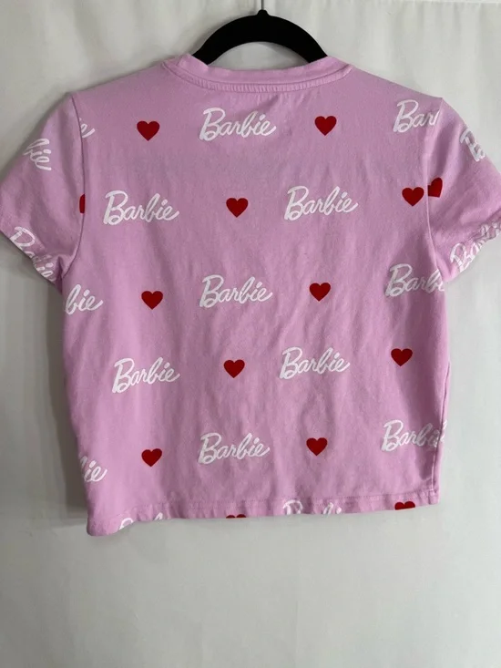 Barbie Pink Logo & Heart Print Cropped Tee – Size XL - Picture 4 of 4